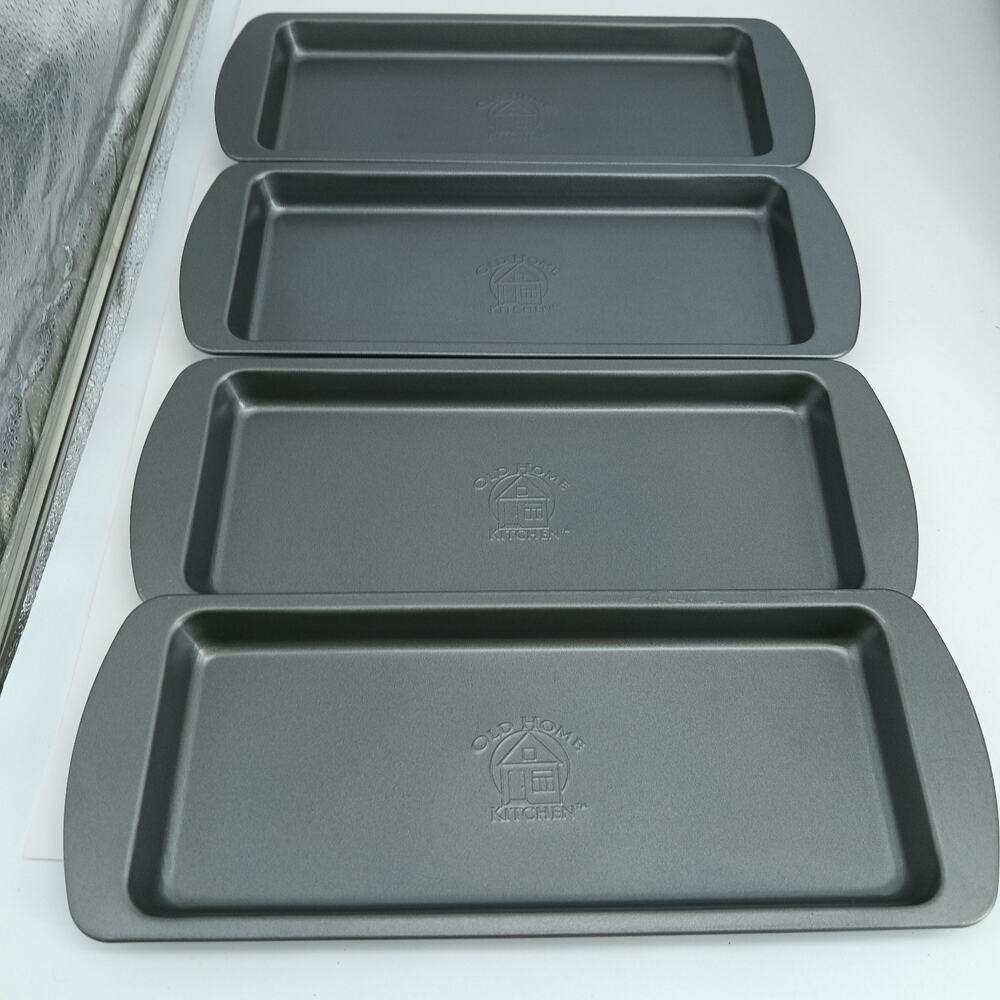 4X Old Home Kitchen Easy Shallow Specialty Loaf Baking Pans 10x4x1